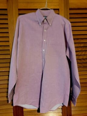 Lands' End Men's Lavender Button-Down Dress Shirt